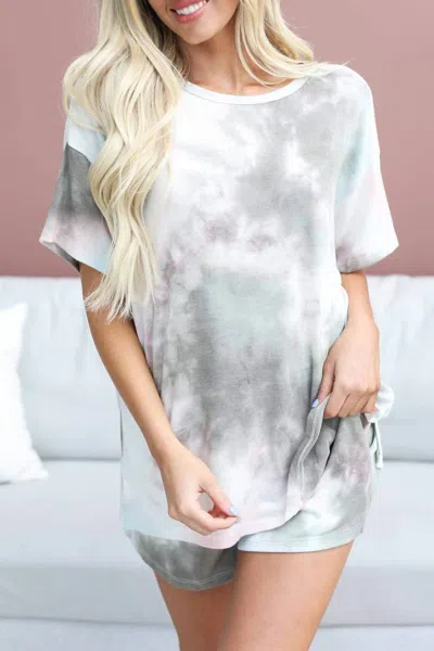 First Love Fool For You Tie-dye Set In Olive Multi In Green