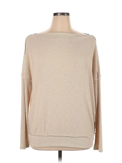 Pre-owned First Love Long Sleeve Top Tan Boatneck Tops In Brown