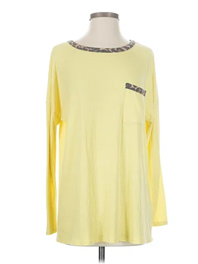 Pre-owned First Love Long Sleeve Top Yellow Crew Neck Tops