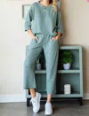 First Love Plus Size Ribbed Palazzo Pants In Olive