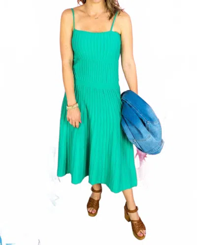 First Love Ribbed Midi Dress In Green