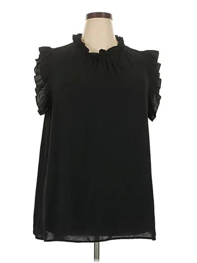 Pre-owned First Love Short Sleeve Blouse In Black