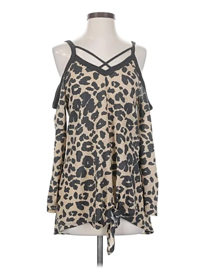 Pre-owned First Love Tank Top Tan Cold Shoulder Neckline Tops In Brown