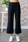 First Love Textured Palazzo Pants In Black In Black
