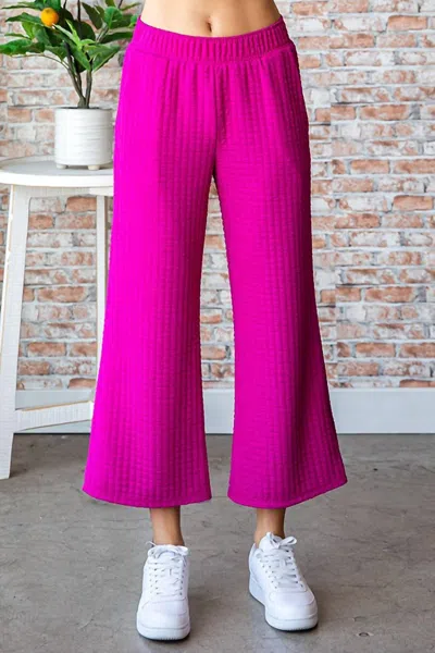 First Love Textured Palazzo Pants In Pink