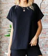 First Love Textured Top In Black In Black