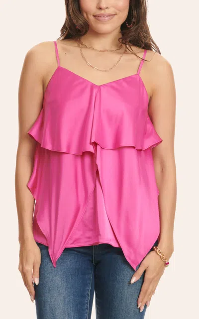 First Love Women's Hot Pink Ruffle Tiered Tank Top In Multi