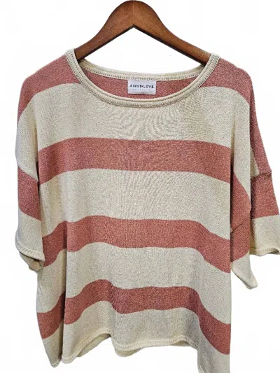 First Love Women's Striped Blouse In Mauve/cream In Animal Print