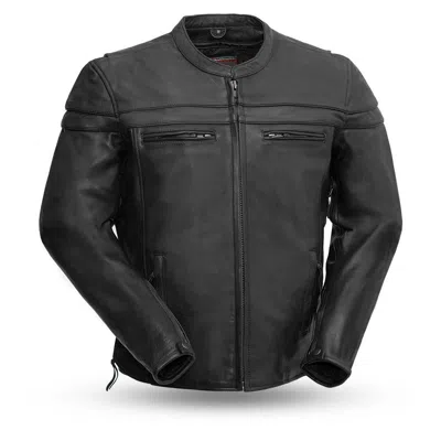 Pre-owned First Manufacturing Company Inc. Fim262ntcz, First Classics Men's Sporty Scooter Leather Jacket In Black