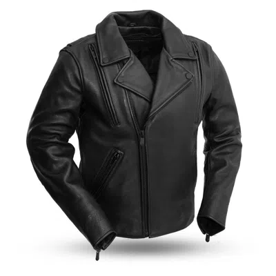 Pre-owned First Manufacturing Company Inc. First Manufacturing Mens Leather Jacket Fim269cpmz, Night Rider In Black