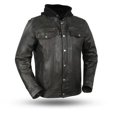 Pre-owned First Manufacturing Men's Leather Jacket Fim276sdtz | Vendetta In Black
