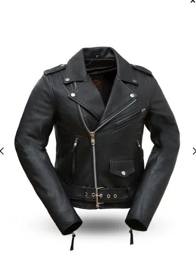 Pre-owned First Manufacturing Woman's Rock Star Leather Jacket. Fil182chmz