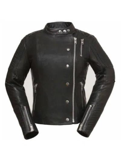 Pre-owned First Manufacturing Womans Warrior Princess Leather Jacket. (black) Fil187cjz