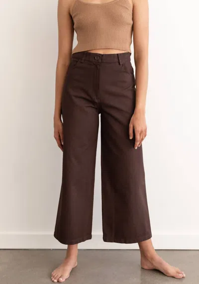 First Rite Wide Leg Trouser In Walnut In Brown