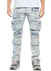 First Row Cargo Denim Jeans In Blue In Multi