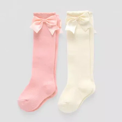 First Steps By Stepping Stones Baby Girls 2 Pair Knee High Socks In Pink
