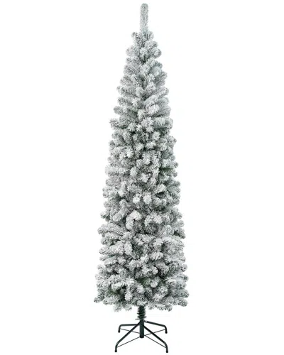 First Traditions Acacia Pencil Slim Flocked Tree In Green