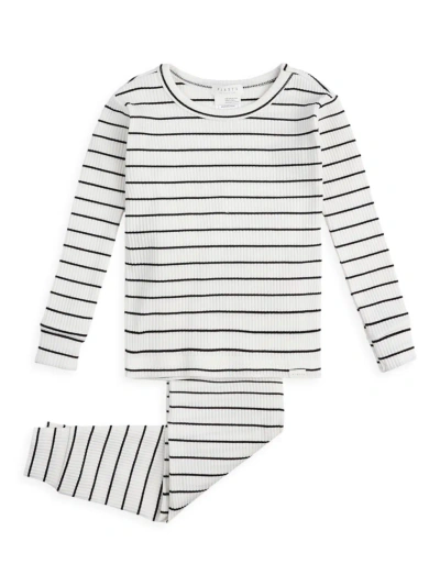 Firsts By Petit Lem Baby Boy's Petit Lem Striped Modal Ribbed Pyjama Set In Off White