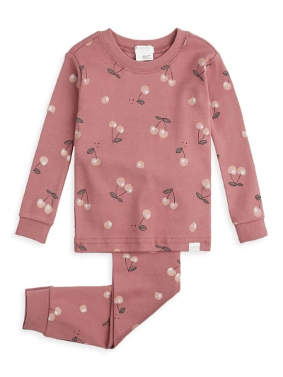 Firsts By Petit Lem Baby Girl's Cherry Print Pyjama Set In Dark Pink