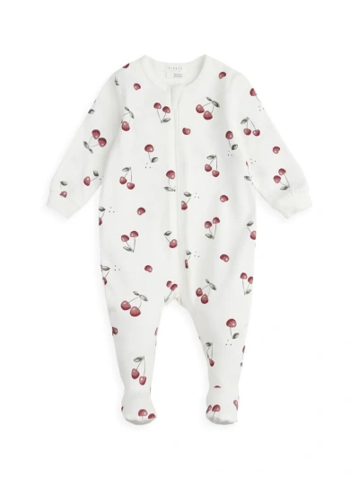 Firsts By Petit Lem Baby Girl's Petit Lem Cherry Print Footie In Off White