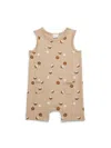 Firsts By Petit Lem Baby Girl's Printed Stretch Cotton Romper In Sand