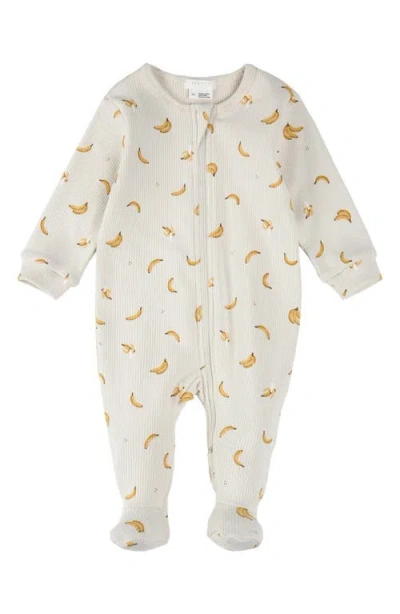 Firsts By Petit Lem Babies'  Banana Print Cotton Rib One-piece Footed Pajamas