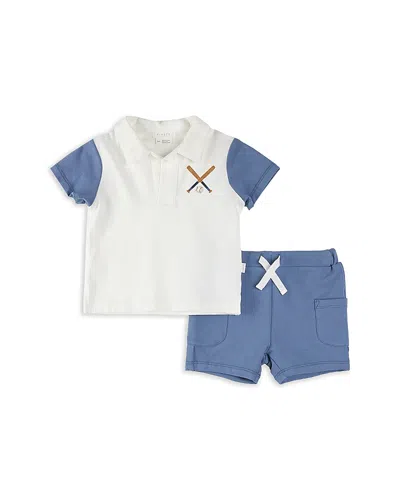 Firsts By Petit Lem Boys' Baseball Polo Top & Shorts Set - Baby In Off-white