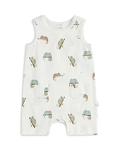 Firsts By Petit Lem Boys' Cotton Blend Jersey Chameleons Print Sleeveless Romper - Baby In Off White
