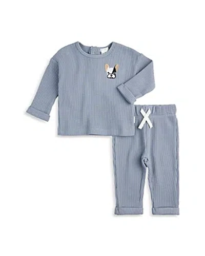 Firsts By Petit Lem Boys' Frenchie Thermal Top & Trousers Set - Baby In Blue