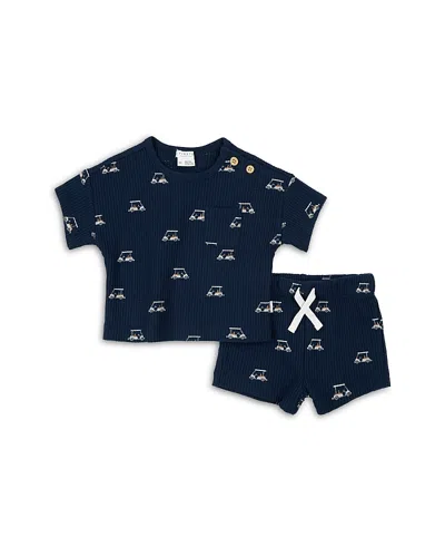 Firsts By Petit Lem Boys' Golf Cart Print Tee & Shorts Set - Baby In Blue