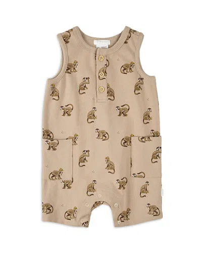 Firsts By Petit Lem Boys' Monkey Print Sleeveless Romper - Baby In Sand