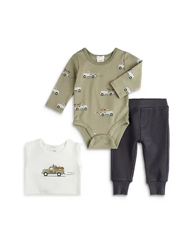 Firsts By Petit Lem Boys' Pumpkin Truck Bodysuits & Pants Newborn Set - Baby In Off White
