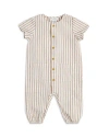 FIRSTS BY PETIT LEM FIRSTS BY PETIT LEM BOYS' STRIPED YARN DYED CROSSHATCH ROMPER - BABY