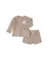 Firsts By Petit Lem Boys' Thermal Top & Shorts Set - Baby In Sand