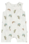 Firsts By Petit Lem Chameleon Print Sleeveless Romper In Off White