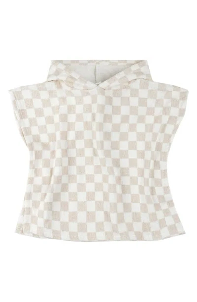 Firsts By Petit Lem Babies'  Checkerboard Hooded Cotton Terry Cover-up Tunic In White