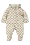 Firsts By Petit Lem Checkerboard Hooded Snowsuit In Multi
