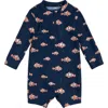 Firsts By Petit Lem Clownfish Print Upf 50+ Swim Romper In Navy