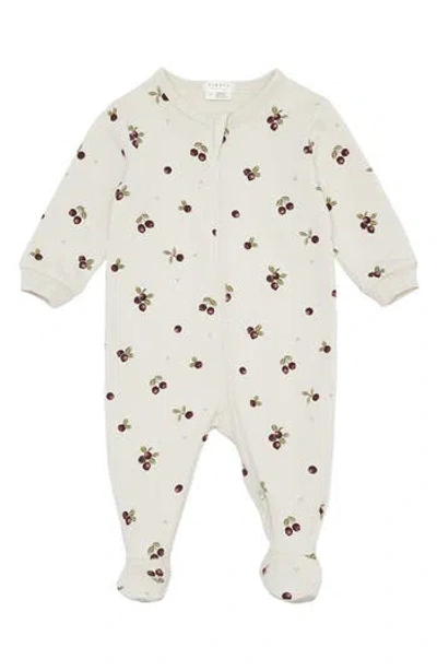 FIRSTS BY PETIT LEM FIRSTS BY PETIT LEM CRANBERRY PRINT ORGANIC COTTON FITTED ONE-PIECE PAJAMAS