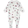 Firsts By Petit Lem Figs Print Fitted One-piece Footed Pajamas In White
