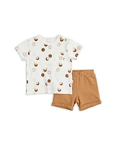 Firsts By Petit Lem Firsts By Petite Lem Boys' Pocket Tee & French Terry Short Set - Baby In Off White