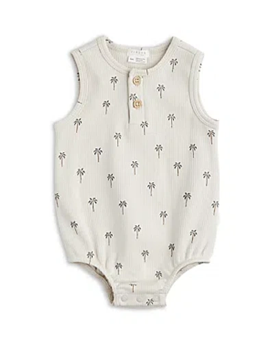 Firsts By Petit Lem Firsts By Petite Lem Girls' Palm Tree Print Ribbed Romper - Baby In Beige