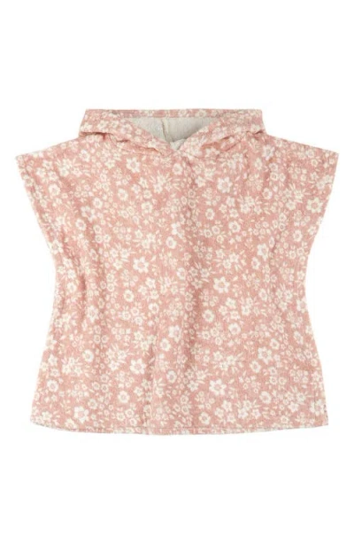 Firsts By Petit Lem Babies'  Floral Organic Cotton Terry Hooded Cover-up Poncho In Pink