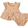 Firsts By Petit Lem Floral Print Rib Dress & Bloomers Set In Brown