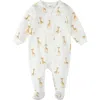 Firsts By Petit Lem Giraffe Print Cotton One-piece Footed Pajamas