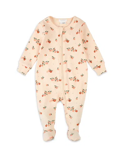 Firsts By Petit Lem Girls' Agrumes Print Ribbed Sleeper - Baby In Coral Light