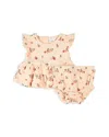 Firsts By Petit Lem Girls' Agrumes Print Ribbed Top & Bloomer Set - Baby In Coral Light