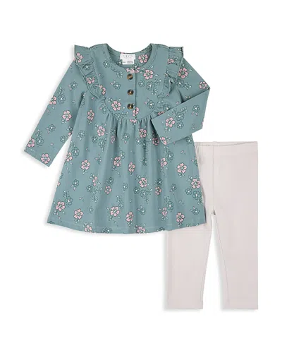 Firsts By Petit Lem Girls Autumn Bouquet Jersey Dress And Leggings Set - Baby In Multi