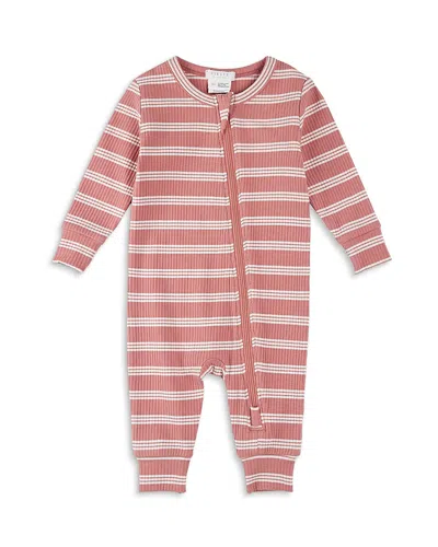 Firsts By Petit Lem Girls' Bubblegum Striped Sleeper Coverall - Baby In Pink