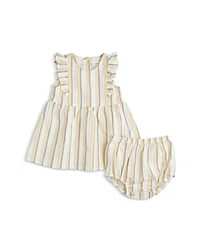 Firsts By Petit Lem Baby Girl's Ruffle-trim Striped Dress & Bloomers Set In Yellow